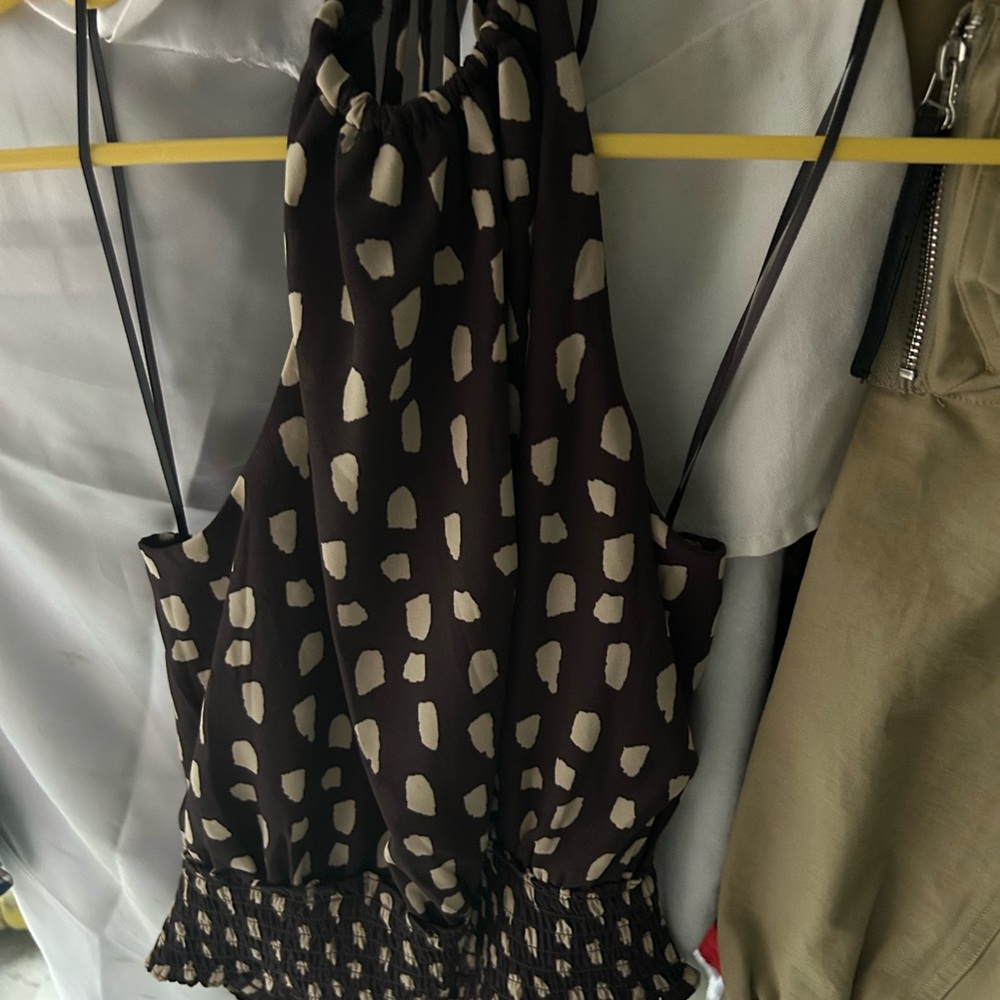 Black and Cream Patterned Halter Top